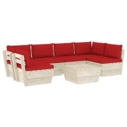 vidaXL Muebles de jardín de palets 7 piezas y cojines madera de abeto 
