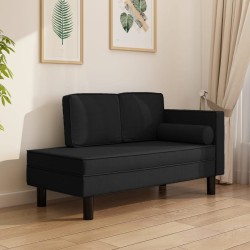 vidaXL Sofá diván con cojines y almohada tela negro