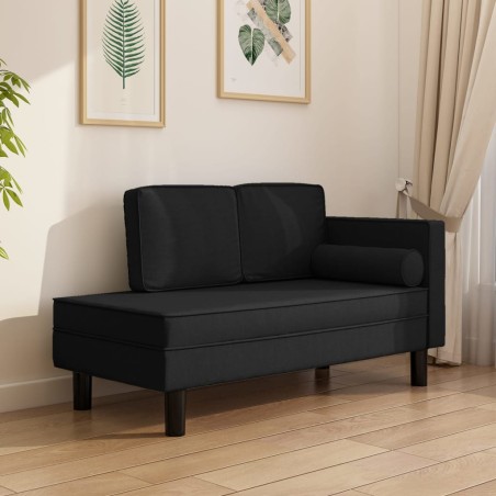 vidaXL Sofá diván con cojines y almohada tela negro