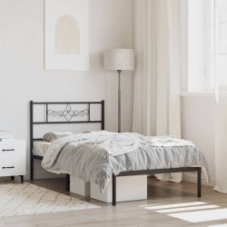 vidaXL Estructura de cama con cabecero metal negro 100x190 cm