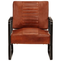 vidaXL Sillón de descanso cuero auténtico marrón 58,5x64x76 cm