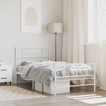 vidaXL Estructura cama metal con cabecero y pie cama blanca 75x190 cm