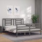 vidaXL Estructura de cama con cabecero madera maciza gris 160x200 cm