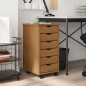 vidaXL Cajonera con ruedas MOSS madera maciza pino marrón miel vidaXL Cajonera con ruedas MOSS madera maciza pino marrón miel