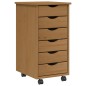 vidaXL Cajonera con ruedas MOSS madera maciza pino marrón miel vidaXL Cajonera con ruedas MOSS madera maciza pino marrón miel