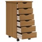 vidaXL Cajonera con ruedas MOSS madera maciza pino marrón miel vidaXL Cajonera con ruedas MOSS madera maciza pino marrón miel