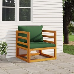 vidaXL Sillón de jardín madera maciza acacia con cojines verde