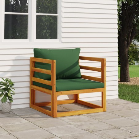 vidaXL Sillón de jardín madera maciza acacia con cojines verde