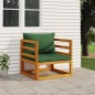 vidaXL Sillón de jardín madera maciza acacia con cojines verde