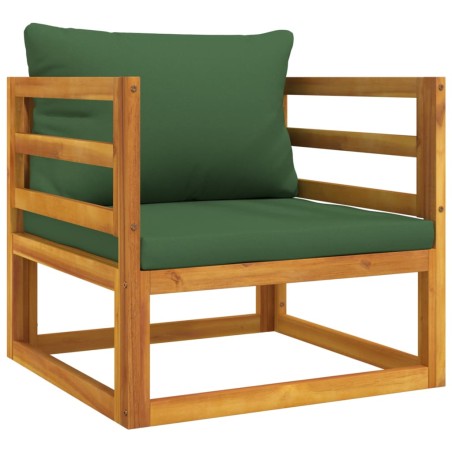 vidaXL Sillón de jardín madera maciza acacia con cojines verde
