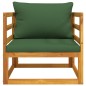 vidaXL Sillón de jardín madera maciza acacia con cojines verde