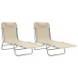 vidaXL Tumbonas plegables 2 uds acero y textilene color crema vidaXL Tumbonas plegables 2 uds acero y textilene color crema