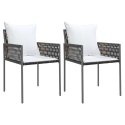 vidaXL Sillas jardín y cojines 2 uds ratán sintético marrón 54x61x83cm