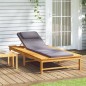 vidaXL Tumbona con cojín gris oscuro y almohada madera maciza acacia vidaXL Tumbona con cojín gris oscuro y almohada madera maciza acacia