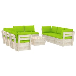 vidaXL Muebles de jardín de palets 9 piezas y cojines madera de abeto  