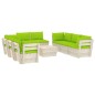 vidaXL Muebles de jardín de palets 9 piezas y cojines madera de abeto vidaXL Muebles de jardín de palets 9 piezas y cojines madera de abeto