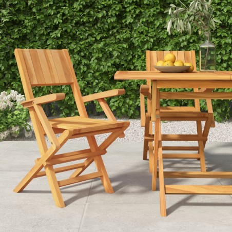vidaXL Sillas de jardín plegables 2 uds madera maciza teca 55x61x90 cm