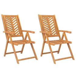 vidaXL Sillas de jardín reclinables 2 uds madera maciza acacia