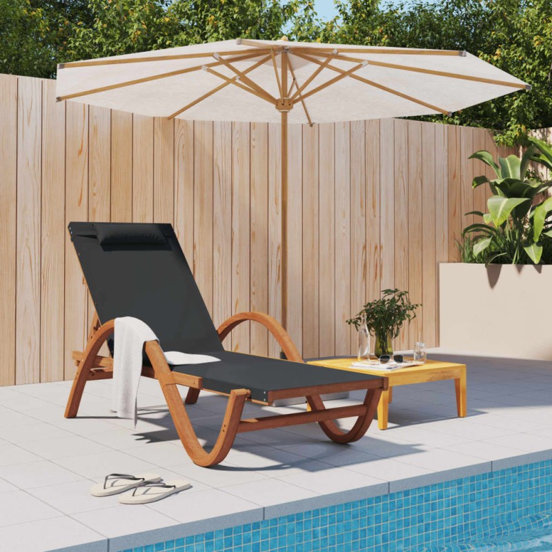 vidaXL Tumbona con cojín textilene gris y madera maciza de álamo vidaXL Tumbona con cojín textilene gris y madera maciza de álamo