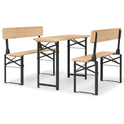 vidaXL Mesa y bancos plegables de bar 3 piezas madera maciza de abeto