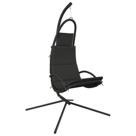 vidaXL Silla colgante jardín con cojín acero y tela Oxford gris oscuro
