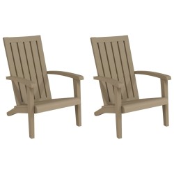 vidaXL Sillas de jardín Adirondack 2 uds polipropileno marrón claro