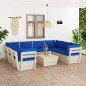 vidaXL Muebles de jardín de palets 9 piezas y cojines madera de abeto 