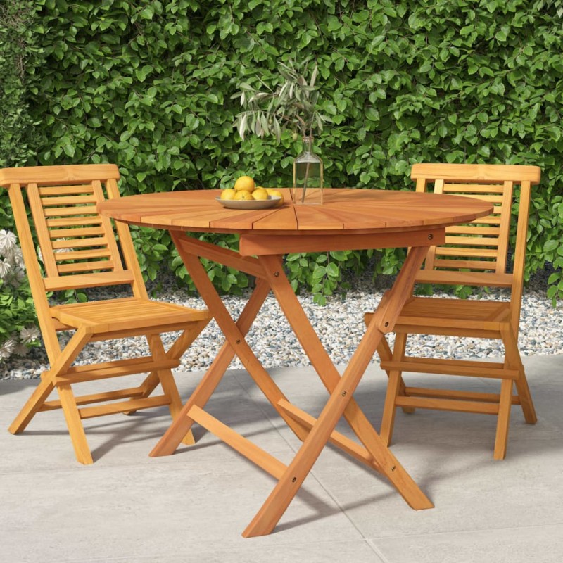 vidaXL Mesa de jardín plegable madera maciza de teca Ø 85x75 cm