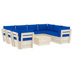 vidaXL Muebles de jardín de palets 9 piezas y cojines madera de abeto 