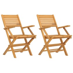 vidaXL Sillas de jardín plegables 2 uds madera maciza teca 55x62x90 cm