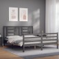 vidaXL Estructura de cama con cabecero madera maciza gris 160x200 cm