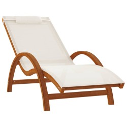 vidaXL Tumbona con cojín textileno blanco y madera maciza de álamo