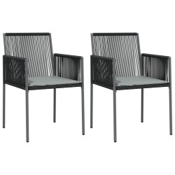 vidaXL Sillas jardín con cojines 2 uds ratán PE negro 54x60,5x83,5cm