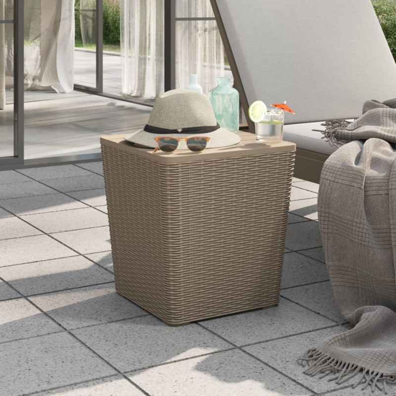 vidaXL Mesa de jardín con tapa extraíble polipropileno marrón claro vidaXL Mesa de jardín con tapa extraíble polipropileno marrón claro
