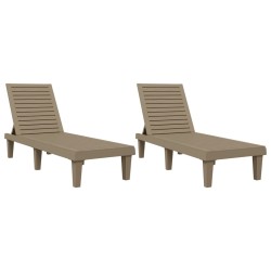vidaXL Tumbonas 2 unidades polipropileno marrón claro 155x58x83 cm