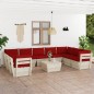 vidaXL Muebles de jardín de palés 10 piezas y cojines madera de abeto vidaXL Muebles de jardín de palés 10 piezas y cojines madera de abeto