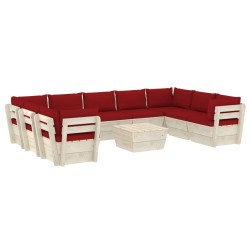 vidaXL Muebles de jardín de palés 10 piezas y cojines madera de abeto