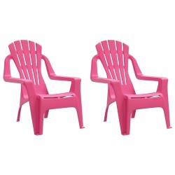 vidaXL Sillas de jardín niños 2 uds aspecto madera PP rosa 37x34x44 cm