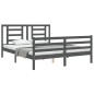 vidaXL Estructura de cama con cabecero madera maciza gris 160x200 cm