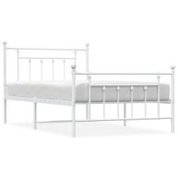 vidaXL Estructura cama metal con cabecero y pie cama blanca 107x203 cm