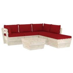 vidaXL Muebles de jardín de palets 6 piezas y cojines madera de abeto 