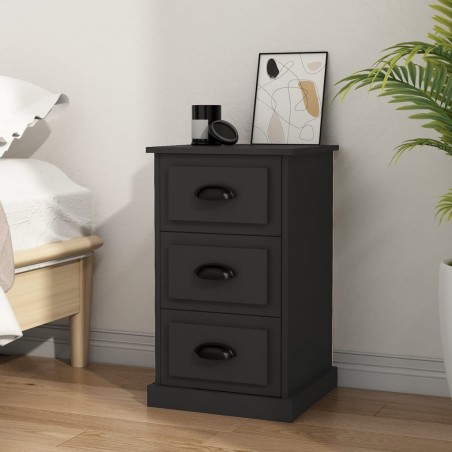 vidaXL Mesita de noche madera contrachapada negra 39x39x67 cm