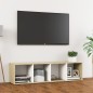 vidaXL Mueble TV madera contrachapada blanco y roble 142,5x35x36,5 cm vidaXL Mueble TV madera contrachapada blanco y roble 142,5x35x36,5 cm