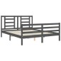vidaXL Estructura de cama con cabecero madera maciza gris 160x200 cm