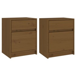 vidaXL Mesitas noche 2 uds madera maciza pino marrón miel 40x31x50 cm