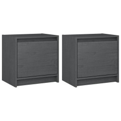 vidaXL Mesitas de noche 2 uds madera maciza pino gris 40x30,5x40 cm