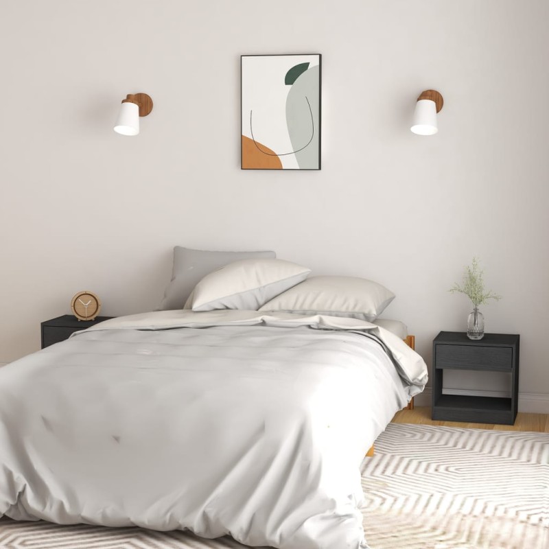 vidaXL Mesitas de noche 2 uds madera maciza de pino gris 40x31x40 cm vidaXL Mesitas de noche 2 uds madera maciza de pino gris 40x31x40 cm