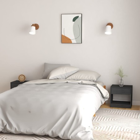 vidaXL Mesitas de noche 2 uds madera maciza de pino gris 40x31x40 cm