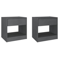 vidaXL Mesitas de noche 2 uds madera maciza de pino gris 40x31x40 cm