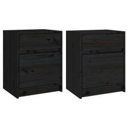 vidaXL Mesitas de noche 2 uds madera maciza pino negro 40x31x50 cm